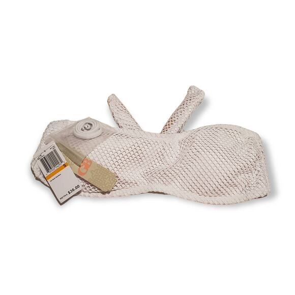 Gianni Bini White Sol Mesh Bandeau Bikini Swim Suit Top - Size Small BNWT - Picture 1 of 4